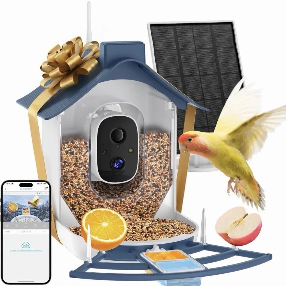 Smart AI Bird Feeder Camera WiFi Auto Bird Identification Outdoor Feeder